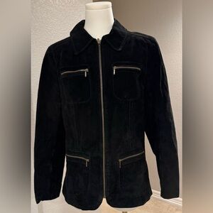 Vintage I.E. Relaxed Women's Black Suede 100% Leather Utility Jacket Coat